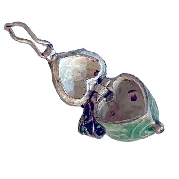 Tibetan Prayer Box Sterling Silver Enameled Wish Box Pendant - Picture 6 of 12